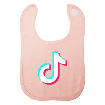 TikTok, Σαλιάρα με Σκρατς ΡΟΖ 100% Organic Cotton (0-18 months)