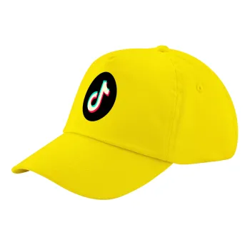 TikTok, Child's Baseball Cap, 100% Cotton Twill, Yellow (COTTON, CHILD, UNISEX, ONE SIZE)