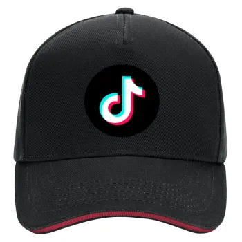 TikTok, DRILL Adult Ultimate Hat BLACK/RED, (100% COTTON, ADULT, UNISEX, ONE SIZE)