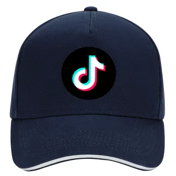 TikTok, DRILL Καπέλο Ενηλίκων Ultimate ΜΠΛΕ/ΛΕΥΚΟ, (100% ΒΑΜΒΑΚΕΡΟ, ΕΝΗΛΙΚΩΝ, UNISEX, ONE SIZE)