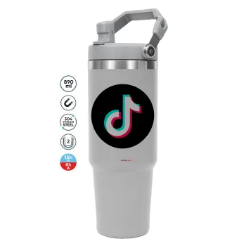 TikTok, GREY color, 890ml (30oz) stainless Steel Tumbler with Handle