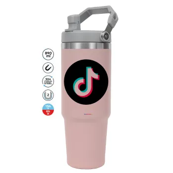 TikTok, Pink color, 890ml (30oz) stainless Steel Tumbler with Handle