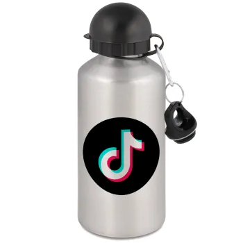TikTok, Μεταλλικό παγούρι νερού, Ασημένιο, αλουμινίου 500ml