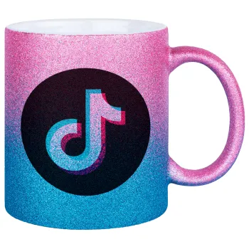 TikTok, Κούπα Χρυσή/Μπλε Glitter, κεραμική, 330ml