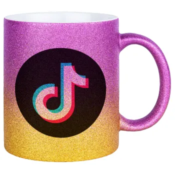 TikTok, Κούπα Χρυσή/Ροζ Glitter, κεραμική, 330ml