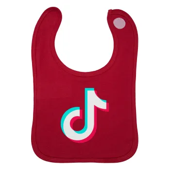 TikTok, Σαλιάρα με Σκρατς Κόκκινη 100% Organic Cotton (0-18 months)