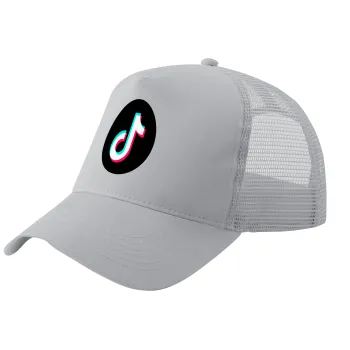 TikTok, Trucker Hat with Mesh, GREY, (COTTON, KIDS, UNISEX, ONE SIZE)