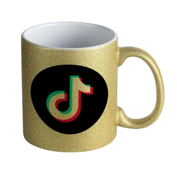 TikTok, Κούπα Χρυσή Glitter που γυαλίζει, κεραμική, 330ml