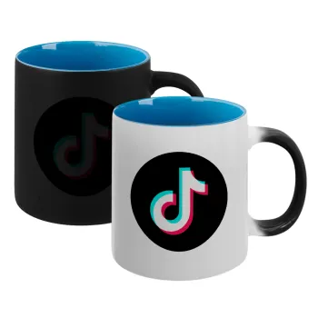 TikTok, Κούπα Μαγική εσωτερικό μπλε, κεραμική 330ml που αλλάζει χρώμα με το ζεστό ρόφημα