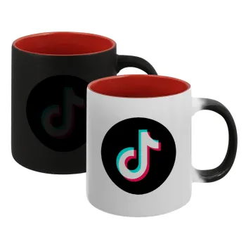 TikTok, Κούπα Μαγική εσωτερικό κόκκινο, κεραμική, 330ml που αλλάζει χρώμα με το ζεστό ρόφημα