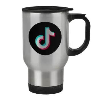 TikTok, Stainless steel travel mug with lid, double wall 450ml