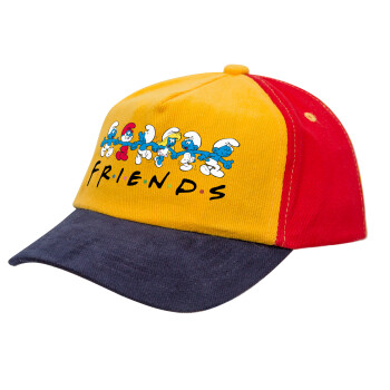 Friends Smurfs, Καπέλο παιδικό Baseball, 100% Βαμβακερό Drill, Κίτρινο/Μπλε/Κόκκινο (ΒΑΜΒΑΚΕΡΟ, ΠΑΙΔΙΚΟ, ONE SIZE)