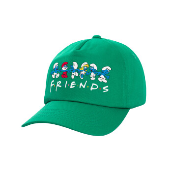 Friends Smurfs, Καπέλο παιδικό Baseball, 100% Βαμβακερό Twill, Πράσινο (ΒΑΜΒΑΚΕΡΟ, ΠΑΙΔΙΚΟ, UNISEX, ONE SIZE)