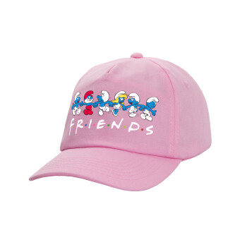 Friends Smurfs, Καπέλο παιδικό casual μπειζμπολ, 100% Βαμβακερό Twill, ΡΟΖ (ΒΑΜΒΑΚΕΡΟ, ΠΑΙΔΙΚΟ, ONE SIZE)