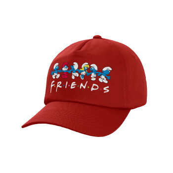 Friends Smurfs, Καπέλο Ενηλίκων Baseball, 100% Βαμβακερό,  Κόκκινο (ΒΑΜΒΑΚΕΡΟ, ΕΝΗΛΙΚΩΝ, UNISEX, ONE SIZE)