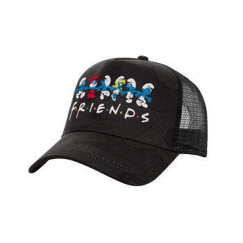 Friends Smurfs, Καπέλο Ενηλίκων Structured Trucker, με Δίχτυ, (παραλλαγή) Army σκούρο (100% ΒΑΜΒΑΚΕΡΟ, ΕΝΗΛΙΚΩΝ, UNISEX, ONE SIZE)