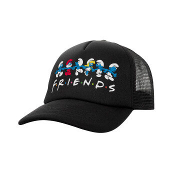 Friends Smurfs, Καπέλο Soft Trucker με Δίχτυ Μαύρο 