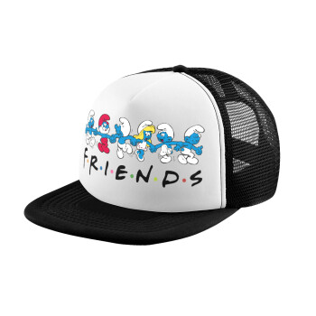 Friends Smurfs, Καπέλο παιδικό Soft Trucker με Δίχτυ Black/White 