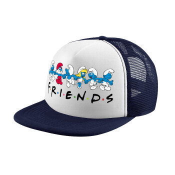 Friends Smurfs, Καπέλο παιδικό Soft Trucker με Δίχτυ ΜΠΛΕ ΣΚΟΥΡΟ/ΛΕΥΚΟ (POLYESTER, ΠΑΙΔΙΚΟ, ONE SIZE)