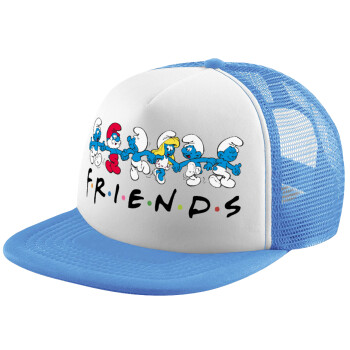 Friends Smurfs, Καπέλο παιδικό Soft Trucker με Δίχτυ ΓΑΛΑΖΙΟ/ΛΕΥΚΟ (POLYESTER, ΠΑΙΔΙΚΟ, ONE SIZE)