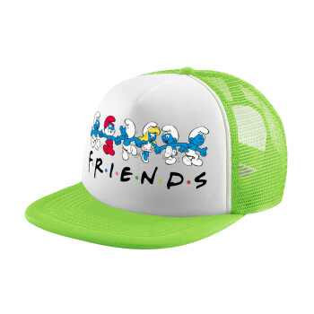Friends Smurfs, Καπέλο παιδικό Soft Trucker με Δίχτυ ΠΡΑΣΙΝΟ/ΛΕΥΚΟ (POLYESTER, ΠΑΙΔΙΚΟ, ONE SIZE)