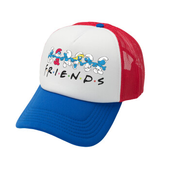 Friends Smurfs, Καπέλο Soft Trucker με Δίχτυ Red/Blue/White 