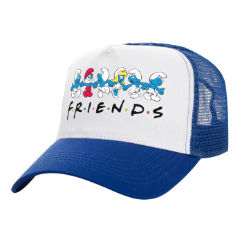 Friends Smurfs, Καπέλο Ενηλίκων Structured Trucker, με Δίχτυ, ΛΕΥΚΟ/ΜΠΛΕ (100% ΒΑΜΒΑΚΕΡΟ, ΕΝΗΛΙΚΩΝ, UNISEX, ONE SIZE)