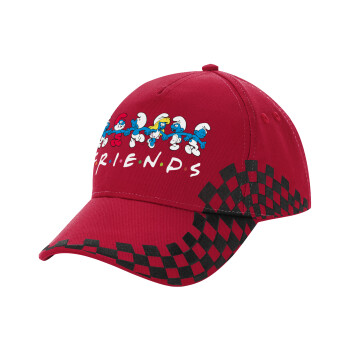 Friends Smurfs, Adult Cap RACING Ultimate Red/Black, (100% COTTON DRILL, ADULT, UNISEX, ONE SIZE ADULT)