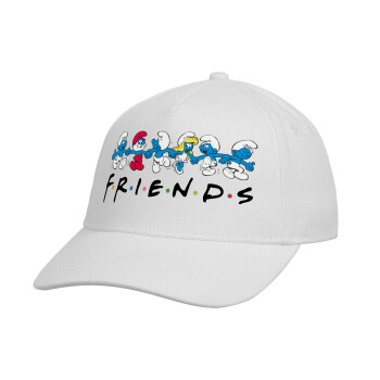 Friends Smurfs, Καπέλο παιδικό Baseball, 100% Βαμβακερό, Λευκό