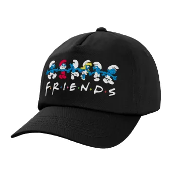 Friends Smurfs, Καπέλο παιδικό Baseball, 100% Βαμβακερό,  Μαύρο