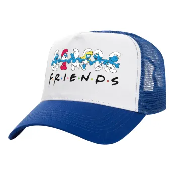 Friends Smurfs, Καπέλο Ενηλίκων Structured Trucker, με Δίχτυ, ΛΕΥΚΟ/ΜΠΛΕ (100% ΒΑΜΒΑΚΕΡΟ, ΕΝΗΛΙΚΩΝ, UNISEX, ONE SIZE)
