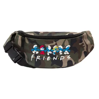 Friends Smurfs, Unisex τσαντάκι μέσης (μπανάνα) χρώματος παραλλαγή Jungle με 2 τσέπες