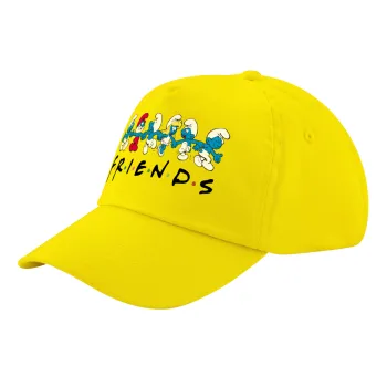 Friends Smurfs, Καπέλο παιδικό Baseball, 100% Βαμβακερό Twill, Κίτρινο (ΒΑΜΒΑΚΕΡΟ, ΠΑΙΔΙΚΟ, UNISEX, ONE SIZE)