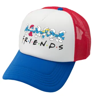 Friends Smurfs, Καπέλο Ενηλίκων Soft Trucker με Δίχτυ Red/Blue/White (POLYESTER, ΕΝΗΛΙΚΩΝ, UNISEX, ONE SIZE)