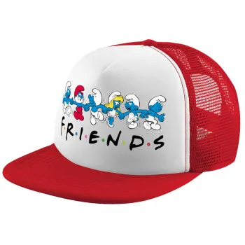 Friends Smurfs, Καπέλο παιδικό Soft Trucker με Δίχτυ ΚΟΚΚΙΝΟ/ΛΕΥΚΟ (POLYESTER, ΠΑΙΔΙΚΟ, ONE SIZE)