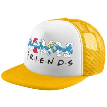 Friends Smurfs, Καπέλο Ενηλίκων Soft Trucker με Δίχτυ Κίτρινο/White (POLYESTER, ΕΝΗΛΙΚΩΝ, UNISEX, ONE SIZE)