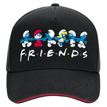 Friends Smurfs, DRILL Adult Ultimate Hat BLACK/RED, (100% COTTON, ADULT, UNISEX, ONE SIZE)