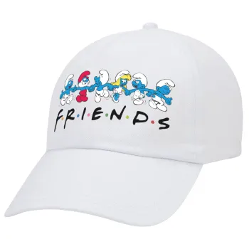 Friends Smurfs, Καπέλο Ενηλίκων Baseball Λευκό 5-φύλλο (POLYESTER, ΕΝΗΛΙΚΩΝ, UNISEX, ONE SIZE)