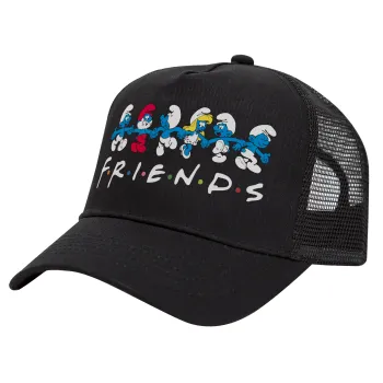 Friends Smurfs, Trucker Hat with Mesh, Black, (COTTON, KIDS, UNISEX, ONE SIZE)