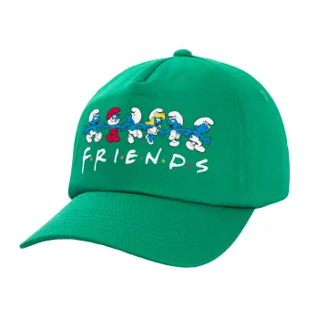 Friends Smurfs, Children's Baseball Cap, 100% Cotton Twill, Green (COTTON, CHILDREN'S, UNISEX, ONE SIZE)