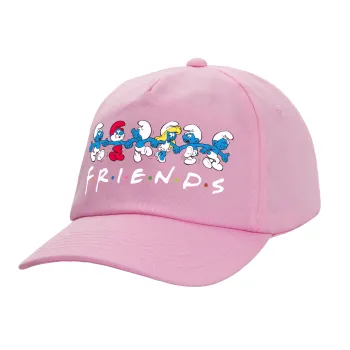 Friends Smurfs, Adult Baseball Cap, 100% Cotton, PINK (COTTON, ADULT, UNISEX, ONE SIZE)