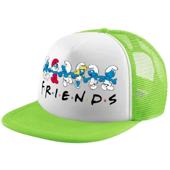 Friends Smurfs, Καπέλο Ενηλίκων Soft Trucker με Δίχτυ ΠΡΑΣΙΝΟ/ΛΕΥΚΟ (POLYESTER, ΕΝΗΛΙΚΩΝ, ONE SIZE)