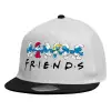 Child's Flat Snapback Hat, White (100% COTTON, CHILDREN'S, UNISEX, ONE SIZE)