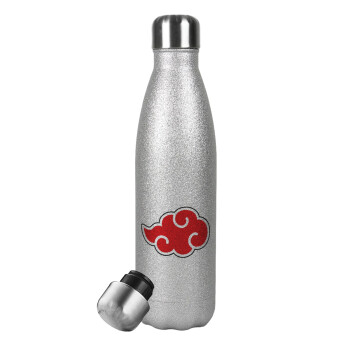 Naruto  Akatsuki Cloud, Metallic Glitter Silver Thermos Flask (Stainless steel), double-walled, 500ml