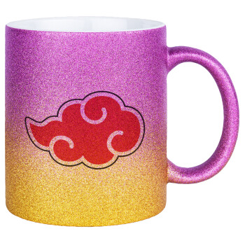Naruto  Akatsuki Cloud, Κούπα Χρυσή/Ροζ Glitter, κεραμική, 330ml