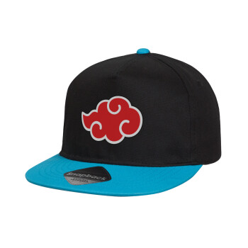 Naruto  Akatsuki Cloud, Καπέλο παιδικό Flat Snapback, Μαύρο/Μπλε (100% ΒΑΜΒΑΚΕΡΟ, ΠΑΙΔΙΚΟ, UNISEX, ONE SIZE)