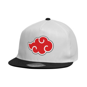 Naruto  Akatsuki Cloud, Καπέλο παιδικό Flat Snapback, Λευκό (100% ΒΑΜΒΑΚΕΡΟ, ΠΑΙΔΙΚΟ, UNISEX, ONE SIZE)