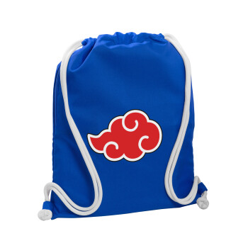 Naruto  Akatsuki Cloud, Τσάντα πλάτης πουγκί GYMBAG Μπλε, με τσέπη (40x48cm) & χονδρά κορδόνια