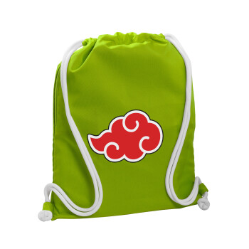 Naruto  Akatsuki Cloud, Τσάντα πλάτης πουγκί GYMBAG LIME GREEN, με τσέπη (40x48cm) & χονδρά κορδόνια