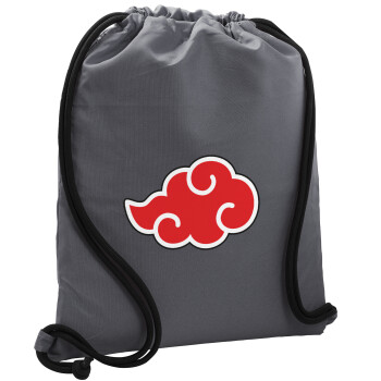 Naruto  Akatsuki Cloud, Backpack pouch GYMBAG GREY, with pocket (40x48cm) & thick cords